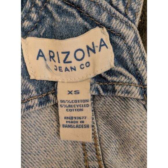 Arizona Jean Co Light Denim Ladies Overall Shorts Size XS Distressed MSRP $54 - Picture 6 of 7
